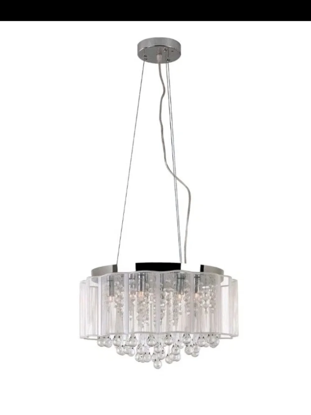 Transglobe Discontinued Modern Crystal Drum Chandelier in Clear/Chrome